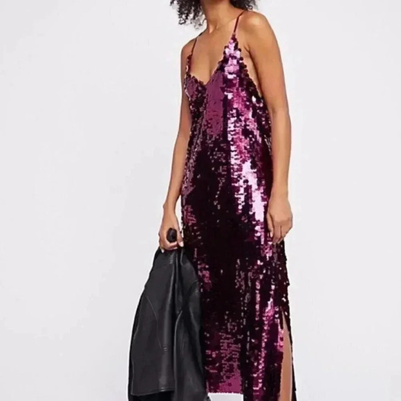 Free People Paillette sequin Party Midi/ maxi Slip - Picture 2 of 8